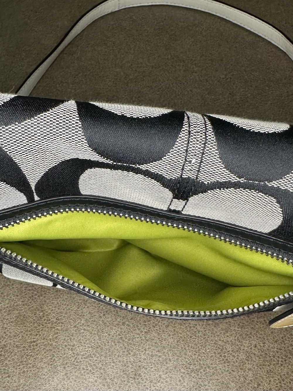 Coach Bonnie Signature Canvas Crossbody Bag in Black & Grey with Green interior - Picture 14 of 16